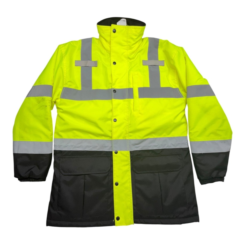 Utility Pro Mens ANSI Class 3 High Vis Safety Jacket Neon Yellow UHV1004 M